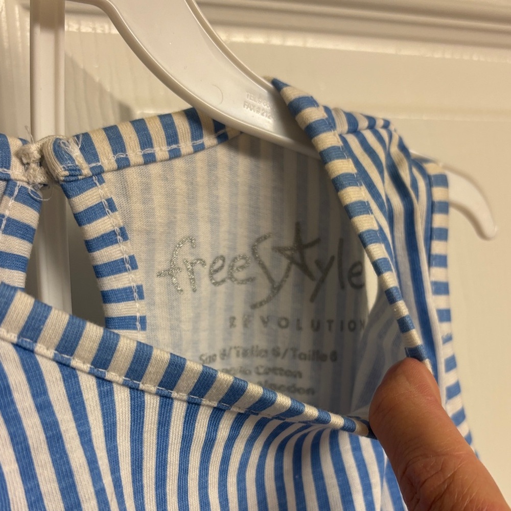 Freestyle Revolution Blue and White Striped Top and Coral Shorts - Picture 2 of 6